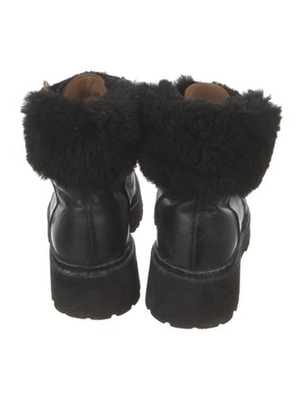 Grenson Leather Fur Trim Combat Boots