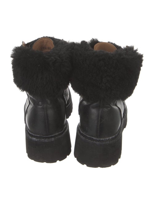 Grenson Leather Fur Trim Combat Boots