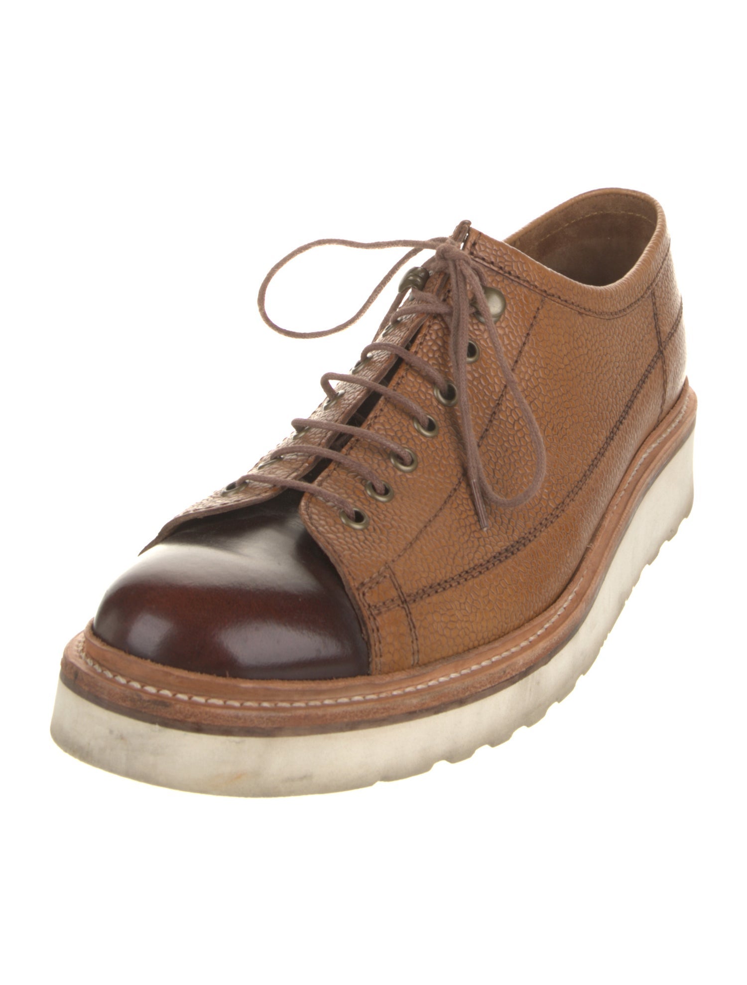 Grenson Leather Colorblock Pattern Sneakers