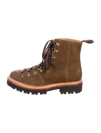 Grenson Suede Colorblock Pattern Combat Boots