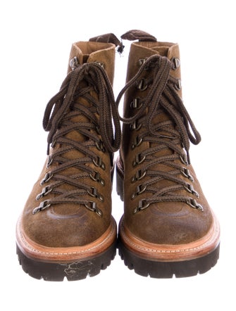 Grenson Suede Colorblock Pattern Combat Boots