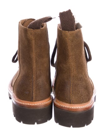 Grenson Suede Colorblock Pattern Combat Boots