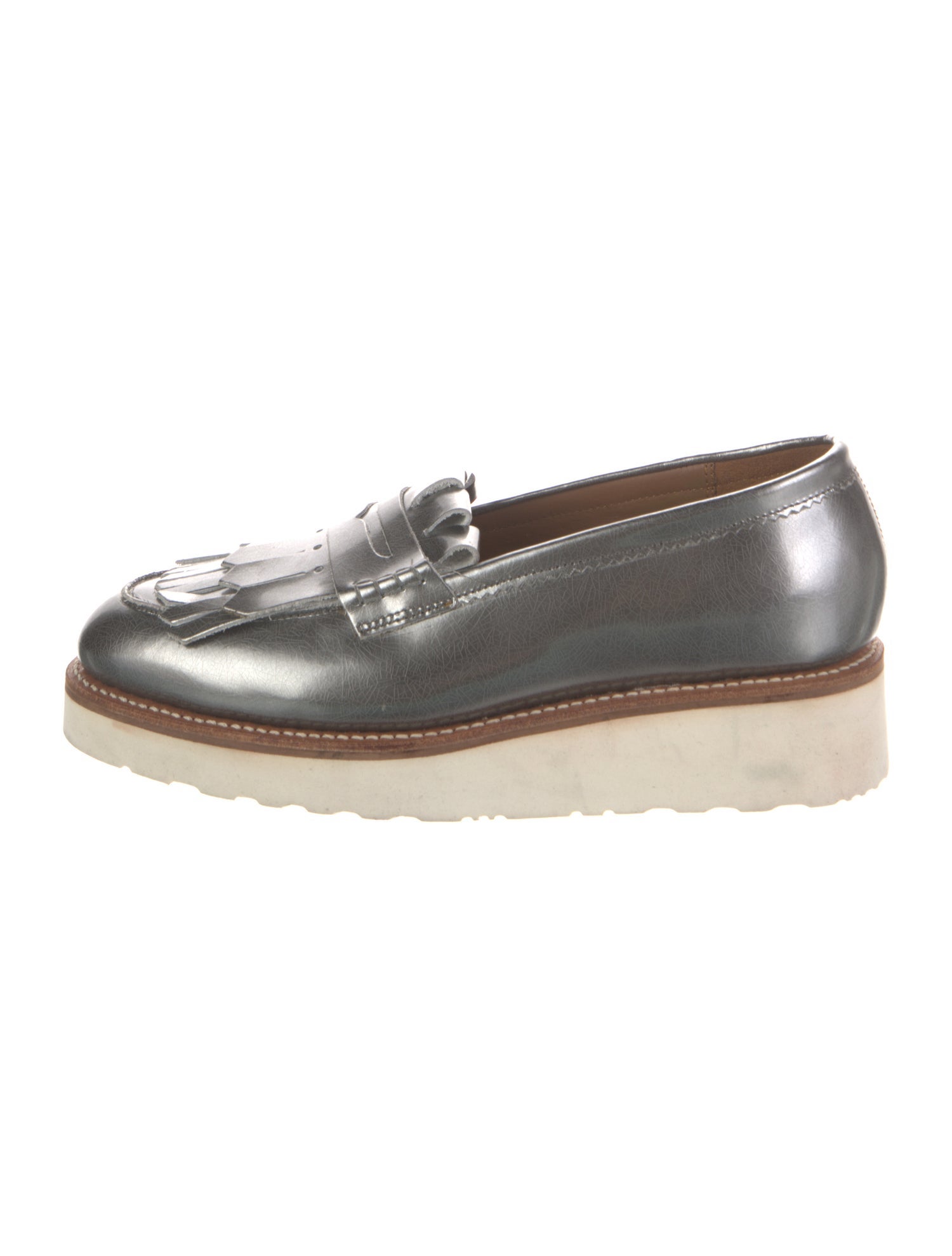 Grenson Patent Leather Tassel Accents Wedge Sneakers