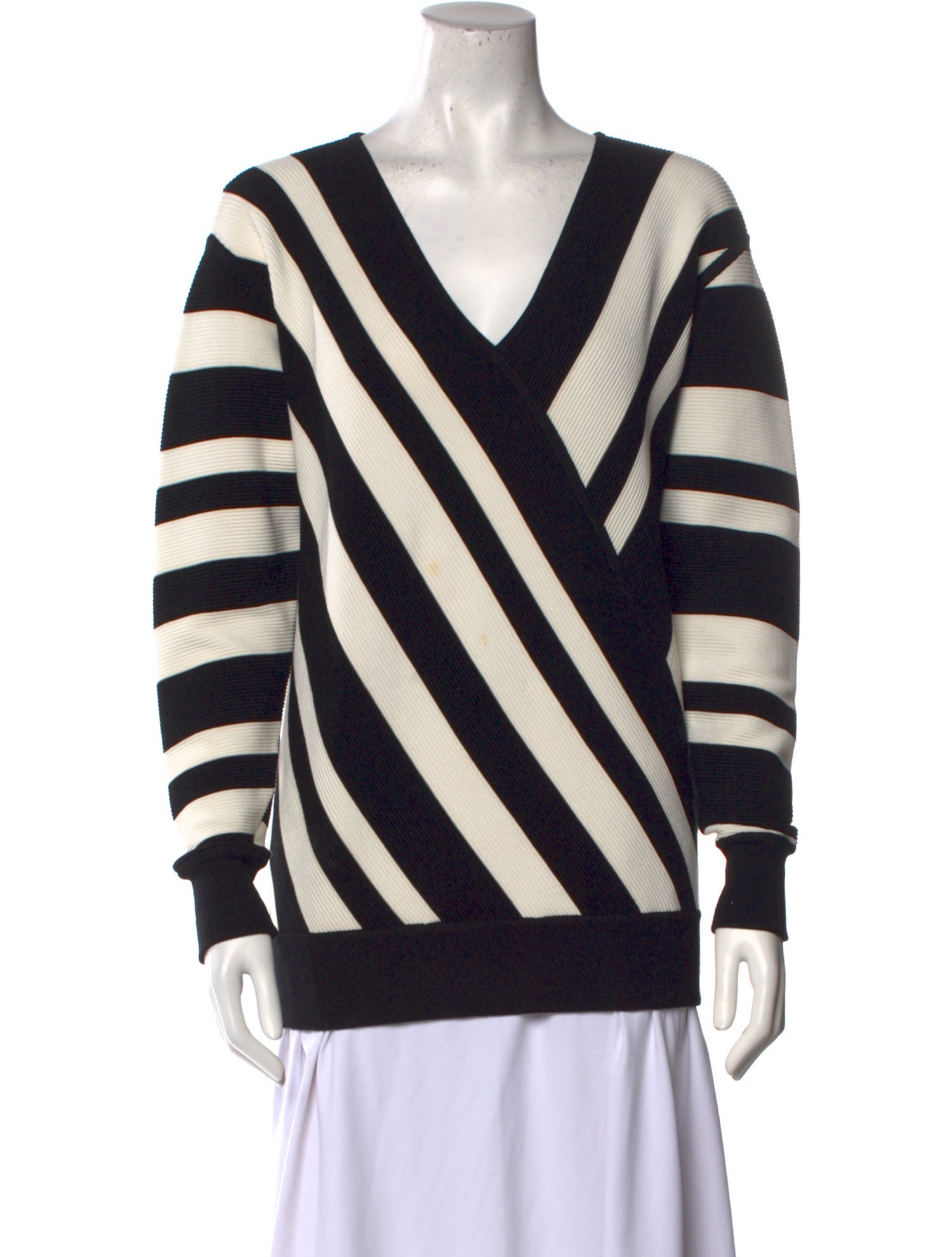 Grey by Jason Wu Striped V-Neck Sweater