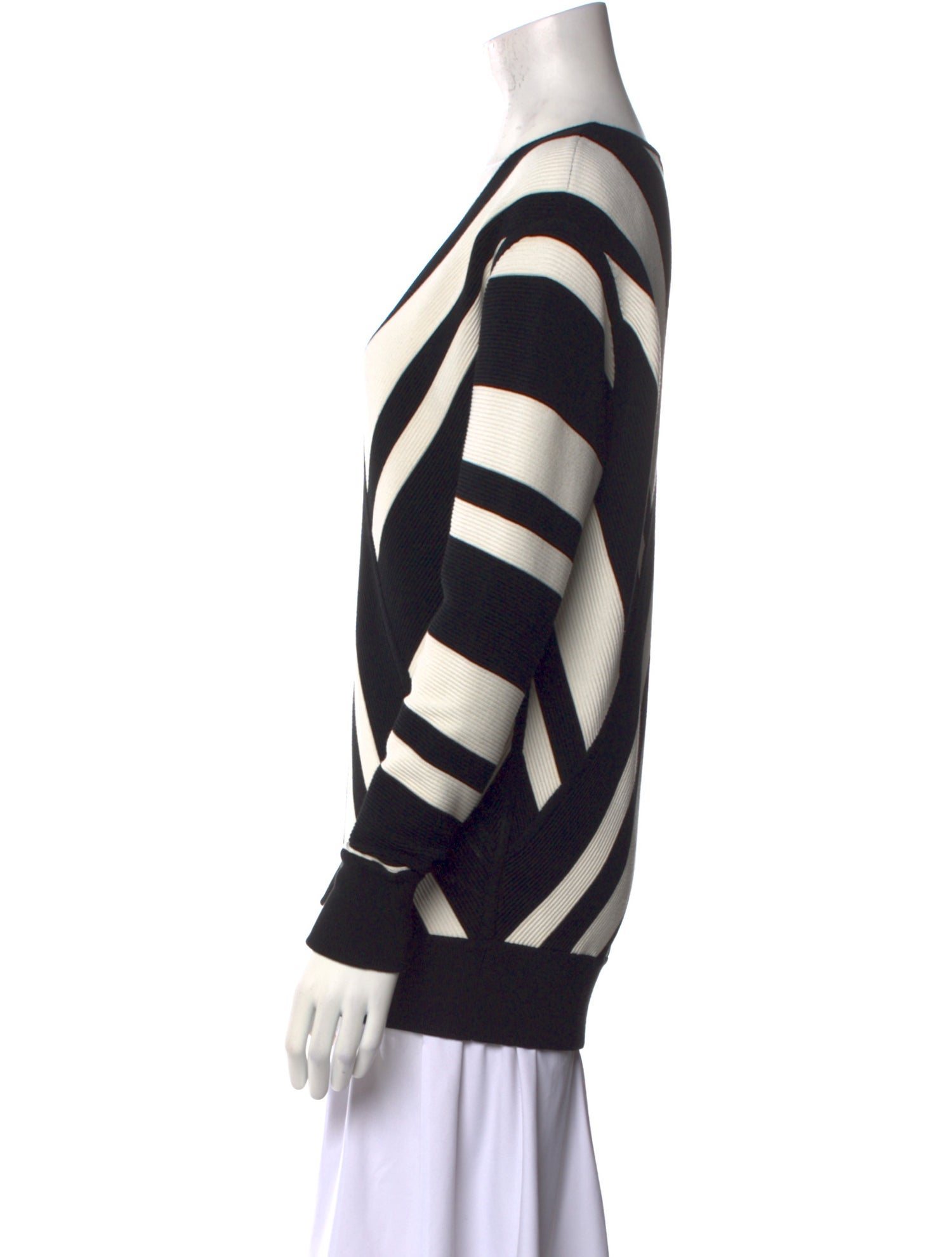 Grey by Jason Wu Striped V-Neck Sweater