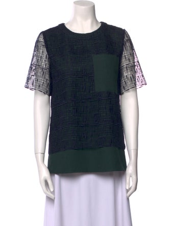 Grey by Jason Wu Plaid Print Crew Neck Top