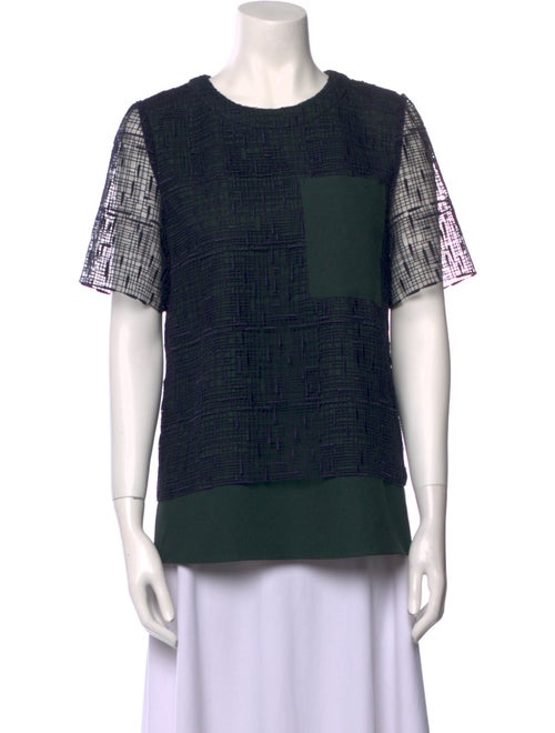 Grey by Jason Wu Plaid Print Crew Neck Top
