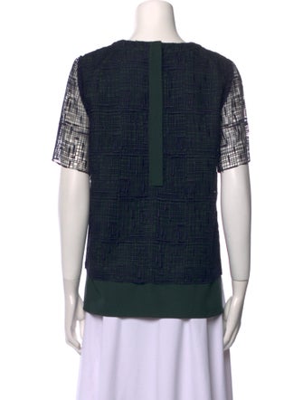 Grey by Jason Wu Plaid Print Crew Neck Top