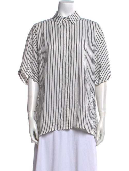 Grey by Jason Wu Striped Short Sleeve Button-Up Top