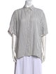 Grey by Jason Wu Striped Short Sleeve Button-Up Top