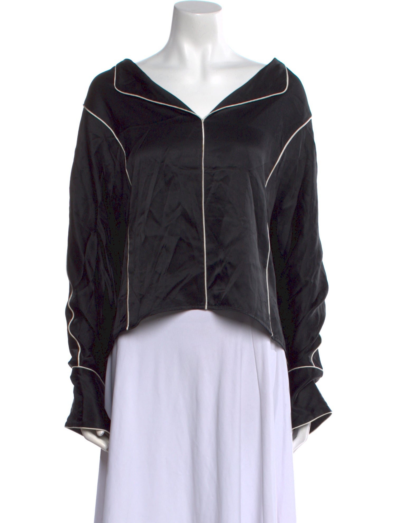 Grey by Jason Wu Satin V-Neck Sweatshirt