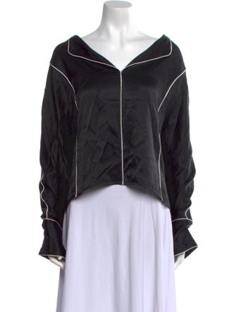 Grey by Jason Wu Satin V-Neck Sweatshirt