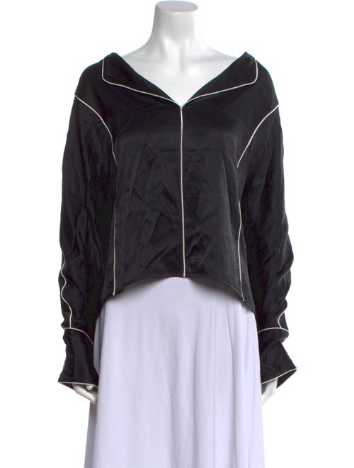 Grey by Jason Wu Satin V-Neck Sweatshirt