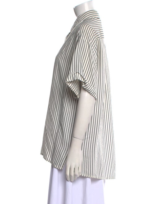 Grey by Jason Wu Linen Striped Button-Up Top