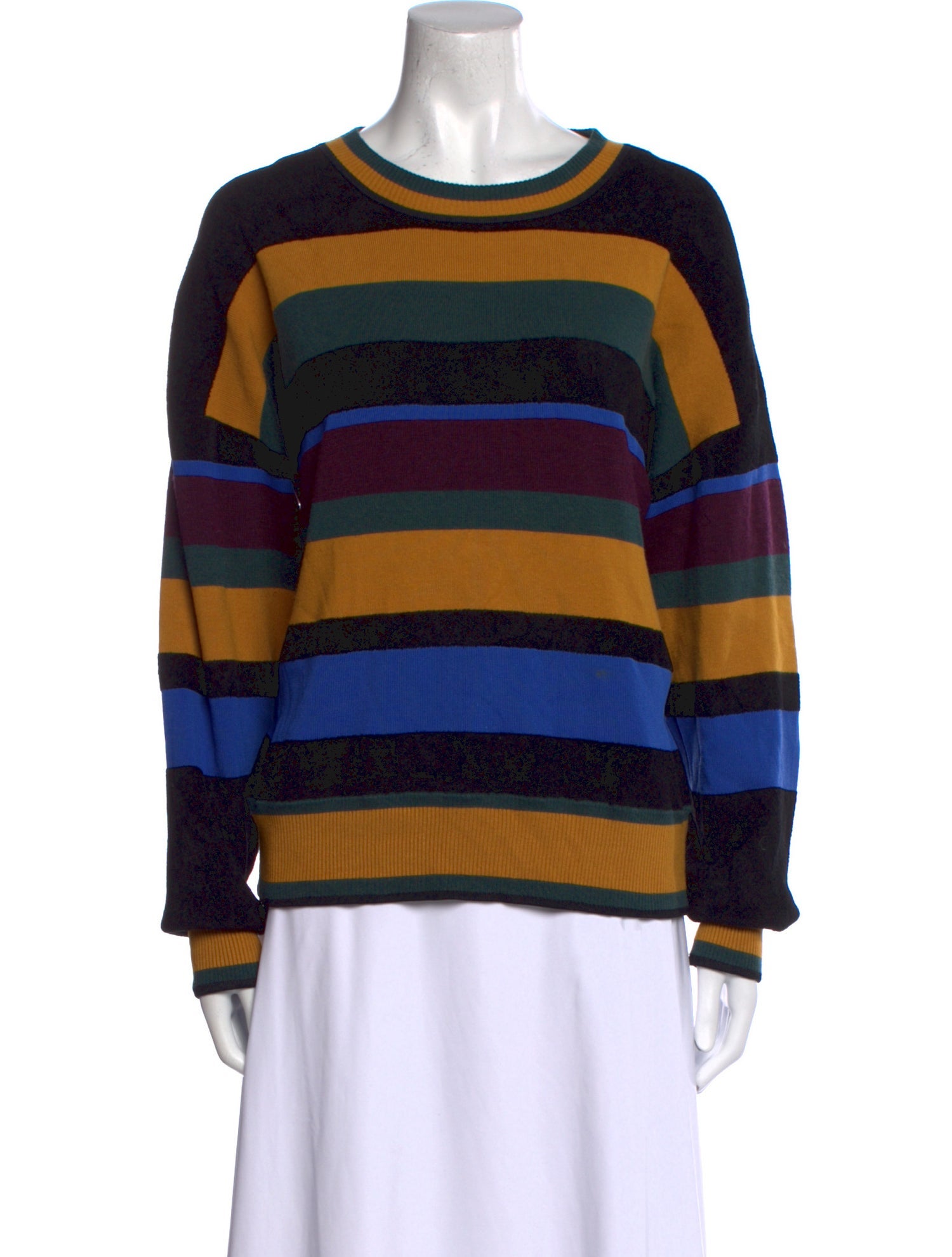 Grey by Jason Wu Striped Crew Neck Sweater