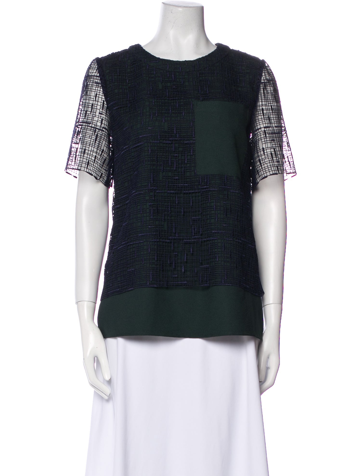 Grey by Jason Wu Plaid Print Crew Neck Top