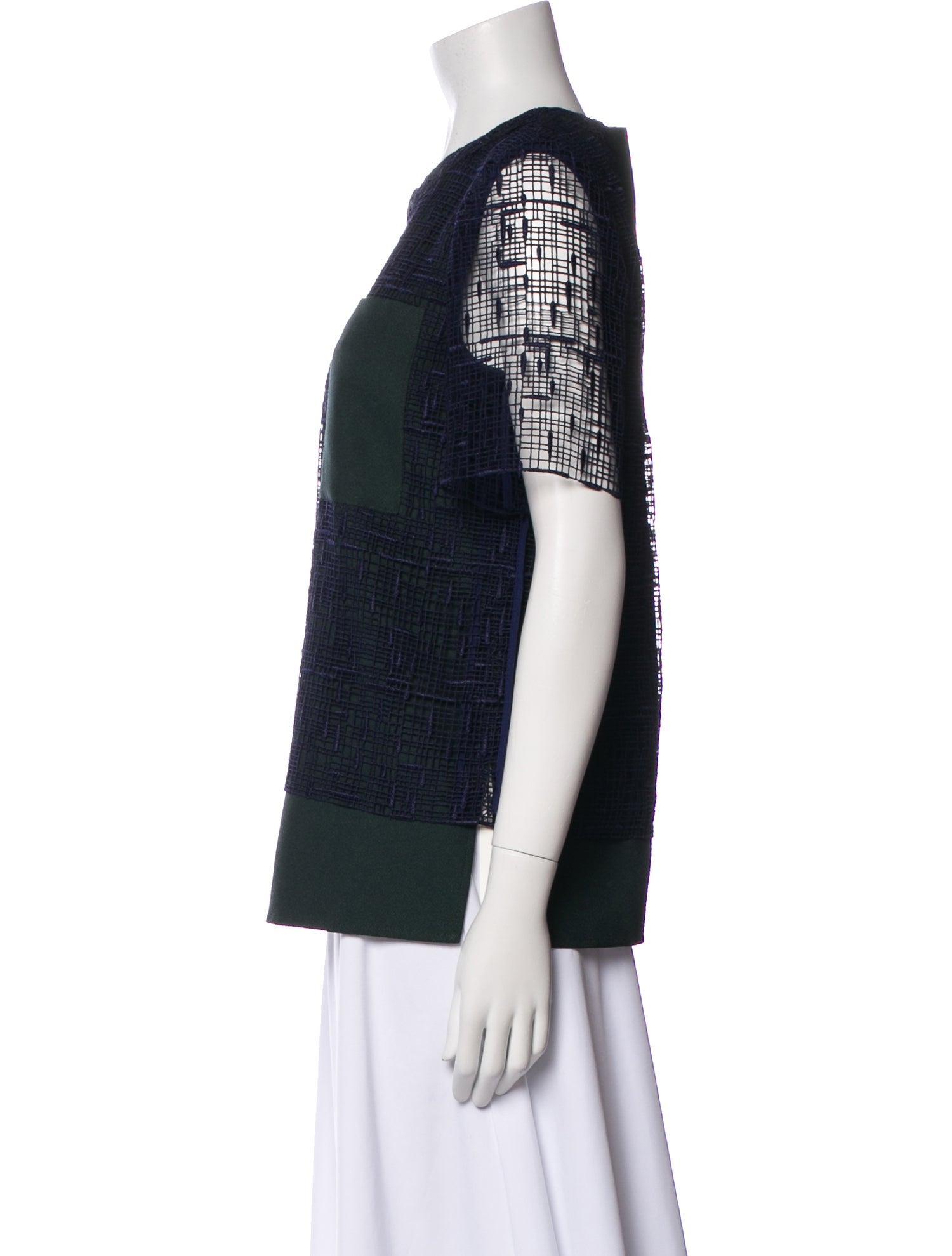 Grey by Jason Wu Plaid Print Crew Neck Top