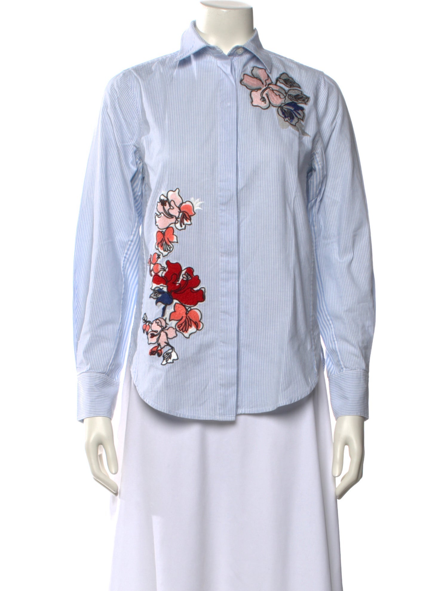 Grey by Jason Wu Floral Print Long Sleeve Button-Up Top
