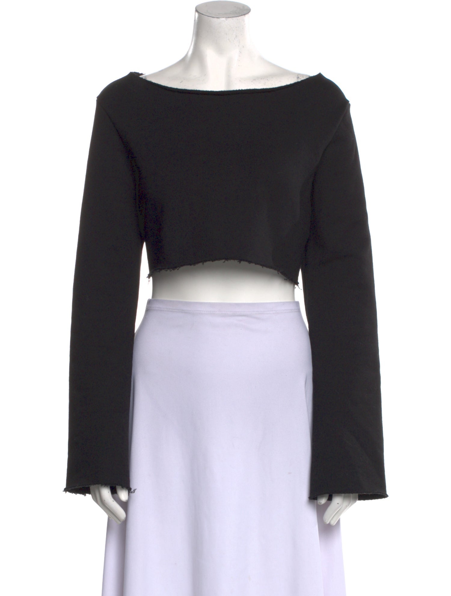 Gil Rodriguez Bateau Neckline Long Sleeve Crop Top