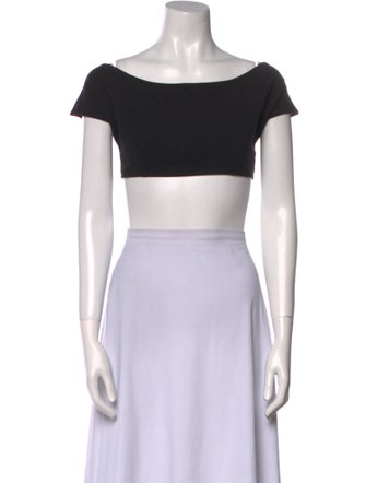 Gil Rodriguez Bateau Neckline Short Sleeve Crop Top