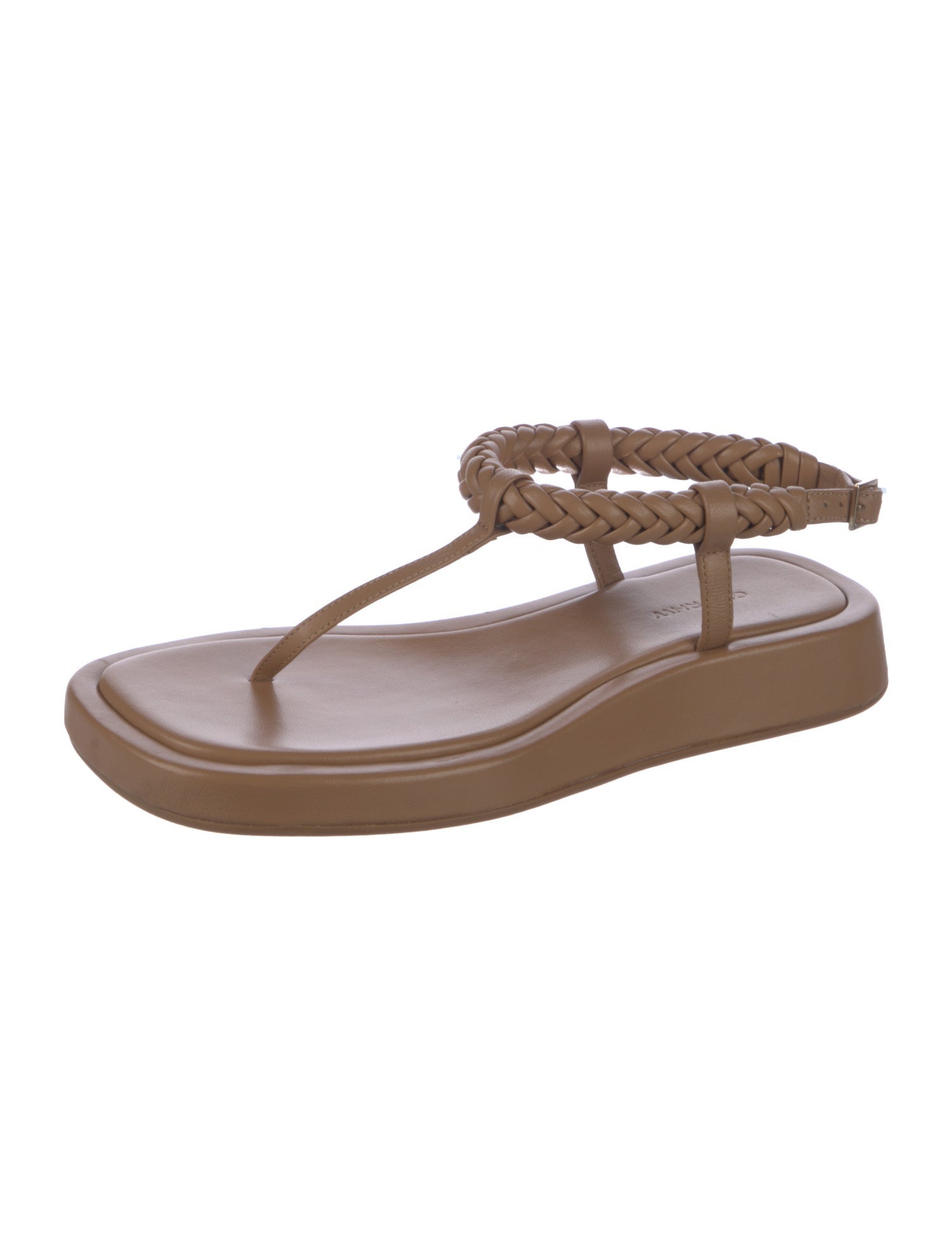 GIA/RHW Leather Braided Accents T-Strap Sandals