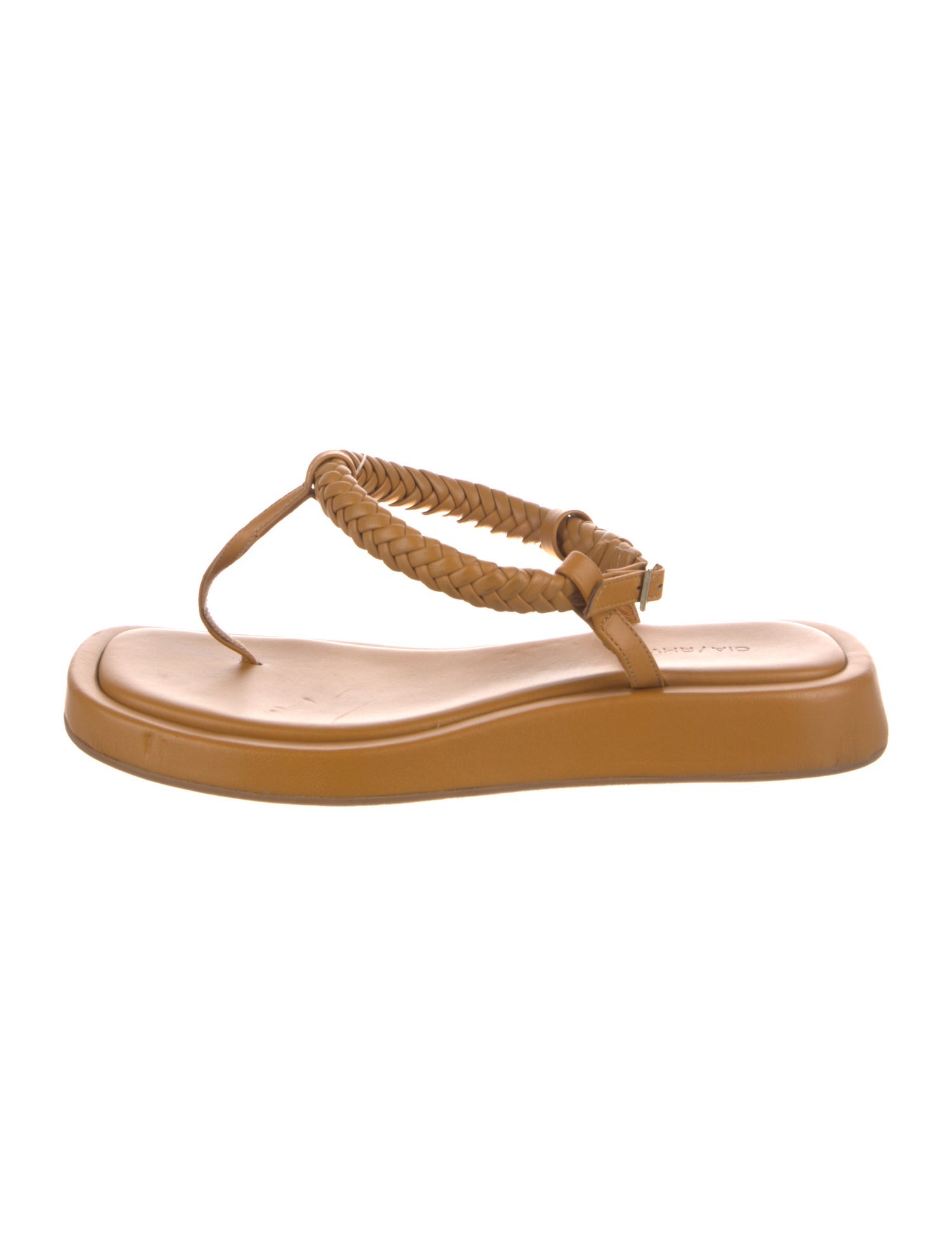 GIA/RHW Leather Braided Accents T-Strap Sandals