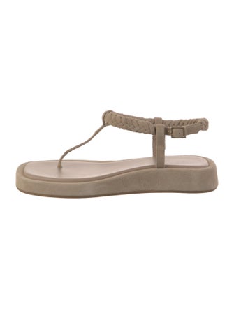 GIA/RHW Suede Braided Accents T-Strap Sandals
