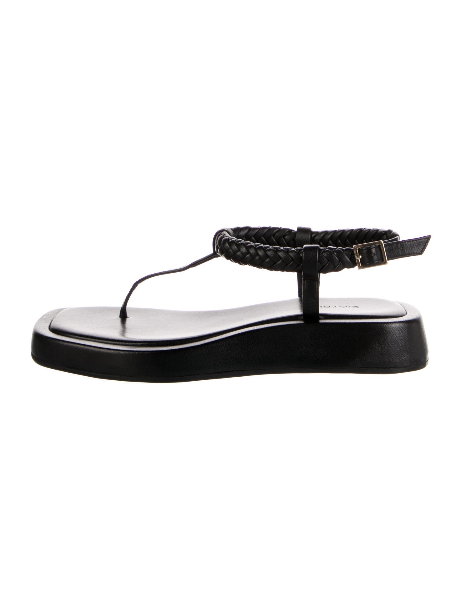 GIA/RHW Leather Braided Accents T-Strap Sandals