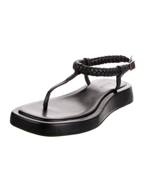 GIA/RHW Leather Braided Accents T-Strap Sandals
