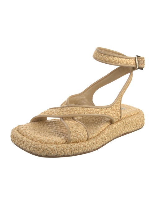 GIA/RHW Raffia Leather Trim Embellishment Espadrilles