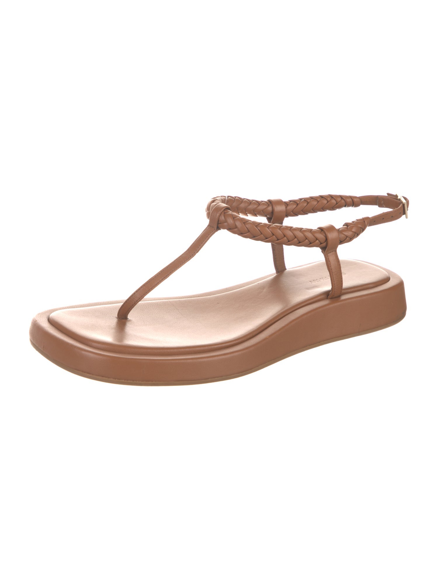 GIA/RHW Leather Braided Accents T-Strap Sandals