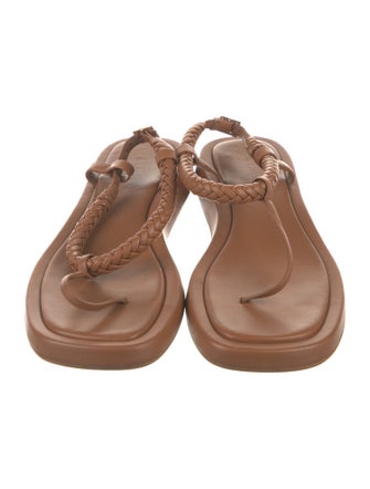 GIA/RHW Leather Braided Accents T-Strap Sandals