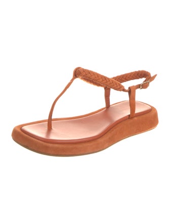 GIA/RHW Suede Braided Accents T-Strap Sandals