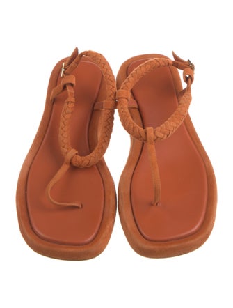 GIA/RHW Suede Braided Accents T-Strap Sandals