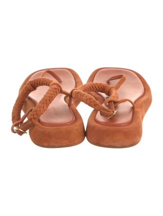 GIA/RHW Suede Braided Accents T-Strap Sandals
