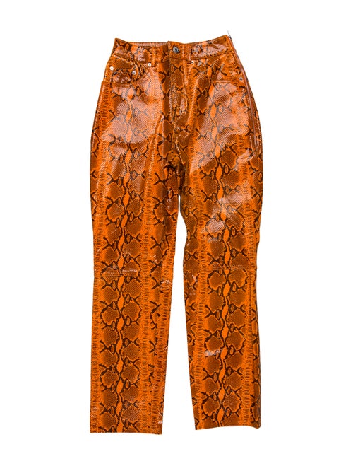 Grlfrnd Animal Print Straight Leg Pants Orange