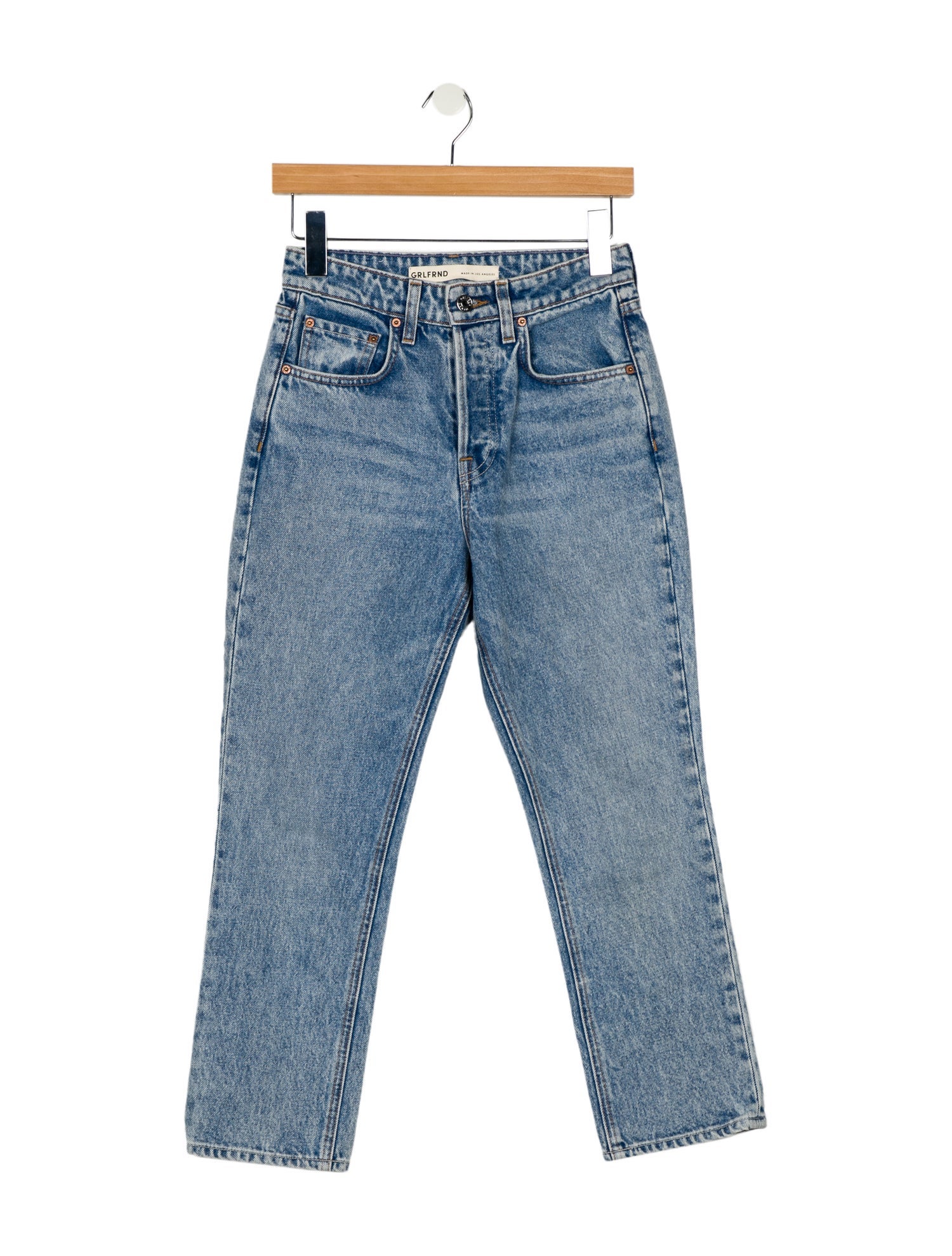 GRLFRND Mid-Rise Straight Leg Jeans