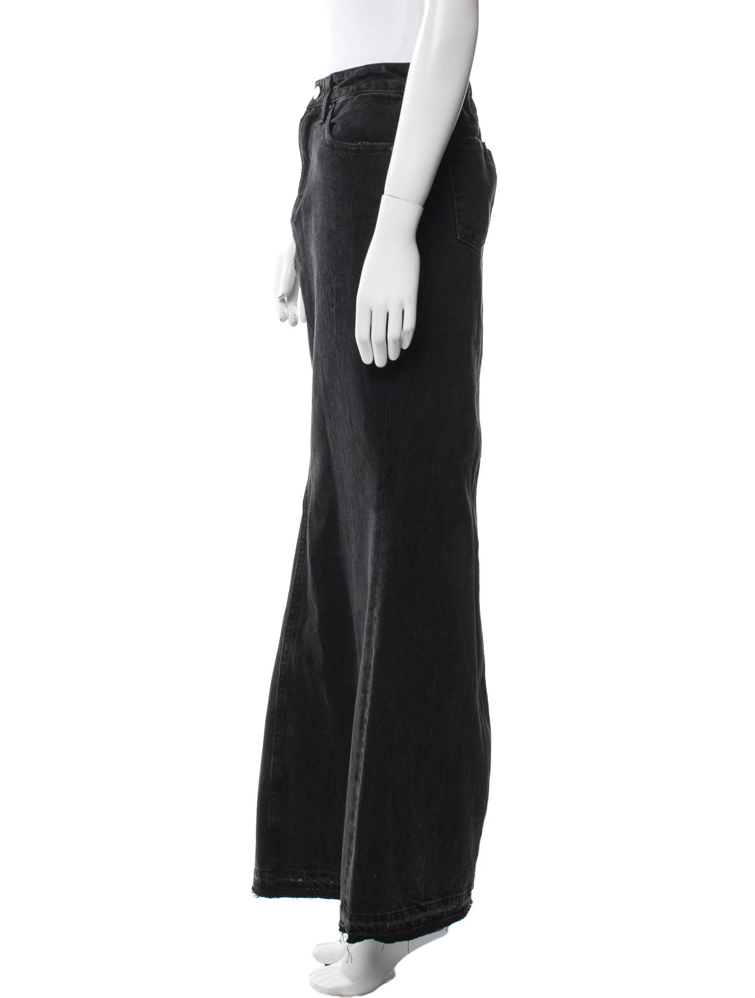 GRLFRND Raw-Edge Trim Long Skirt