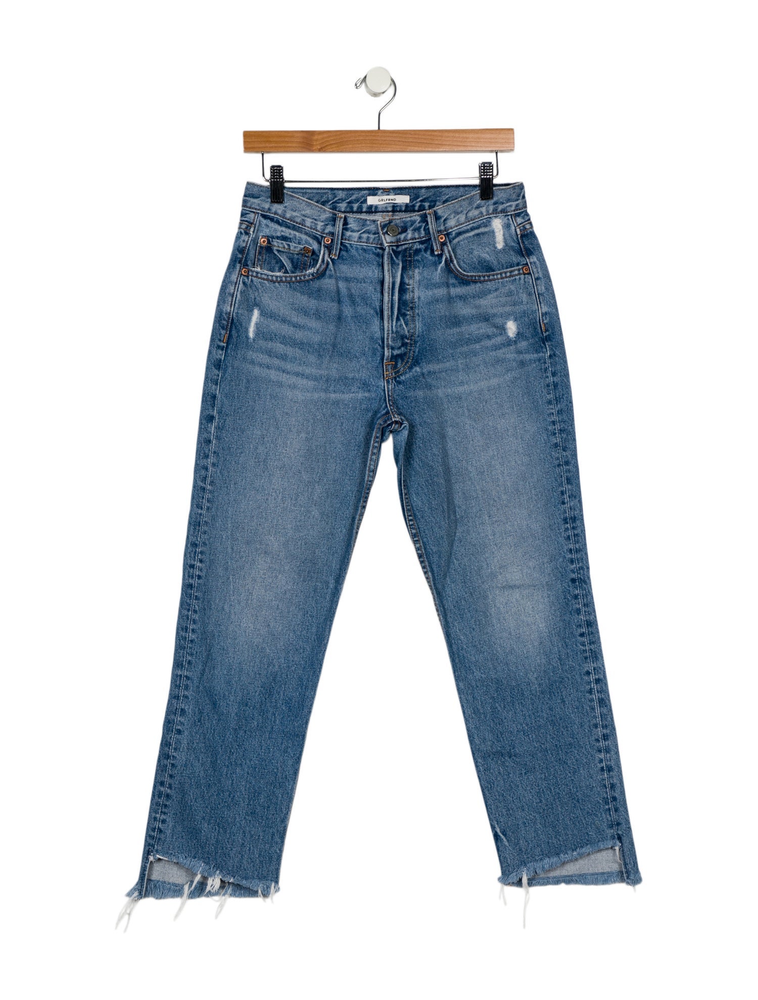 Grlfrnd Straight Leg Jeans Blue Light Wash with Mid-Rise 5