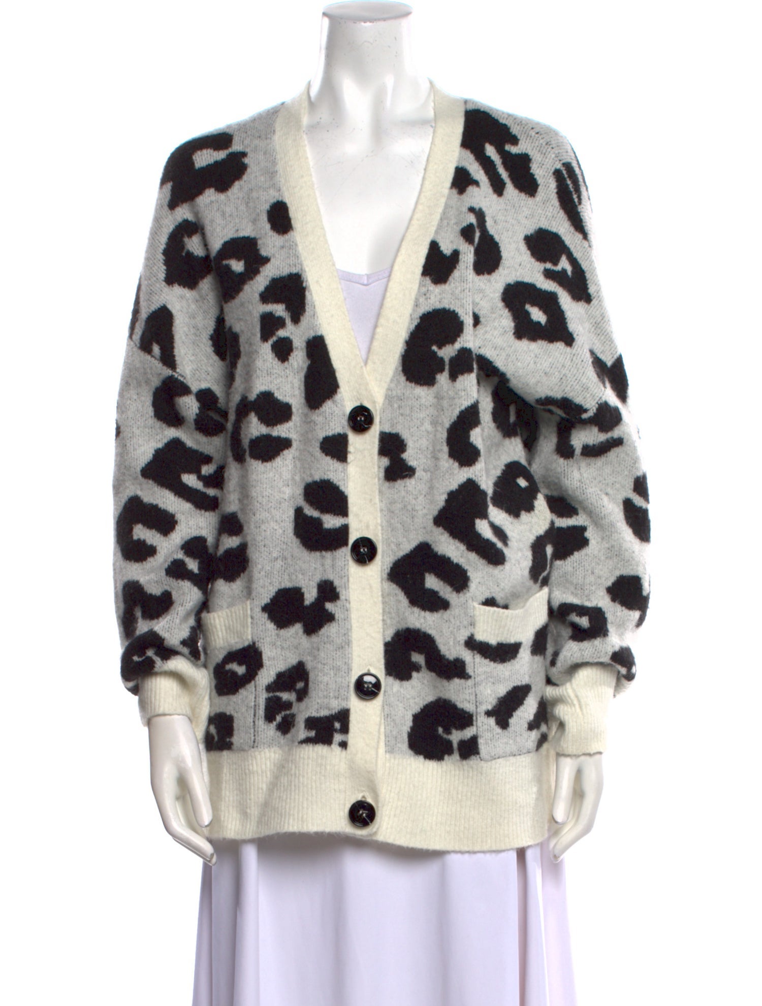 GRLFRND Animal Print V-Neck Sweater