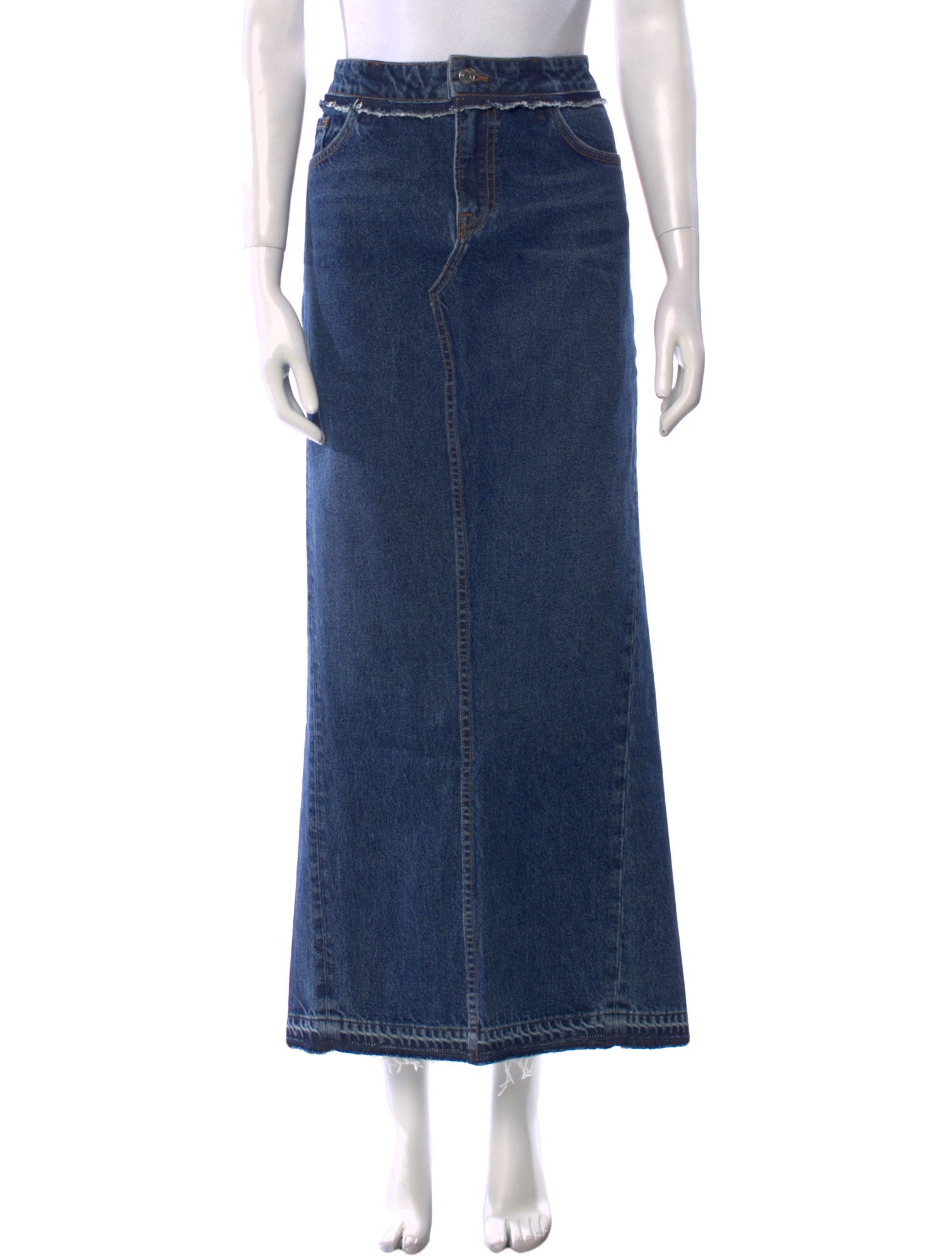 GRLFRND Raw-Edge Trim Midi Length Skirt