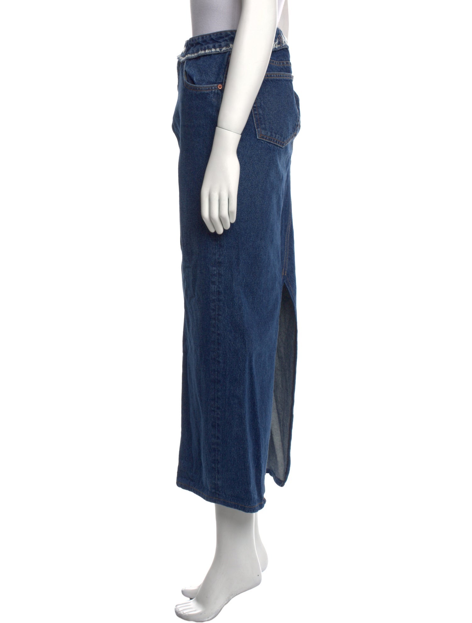 GRLFRND Raw-Edge Trim Midi Length Skirt