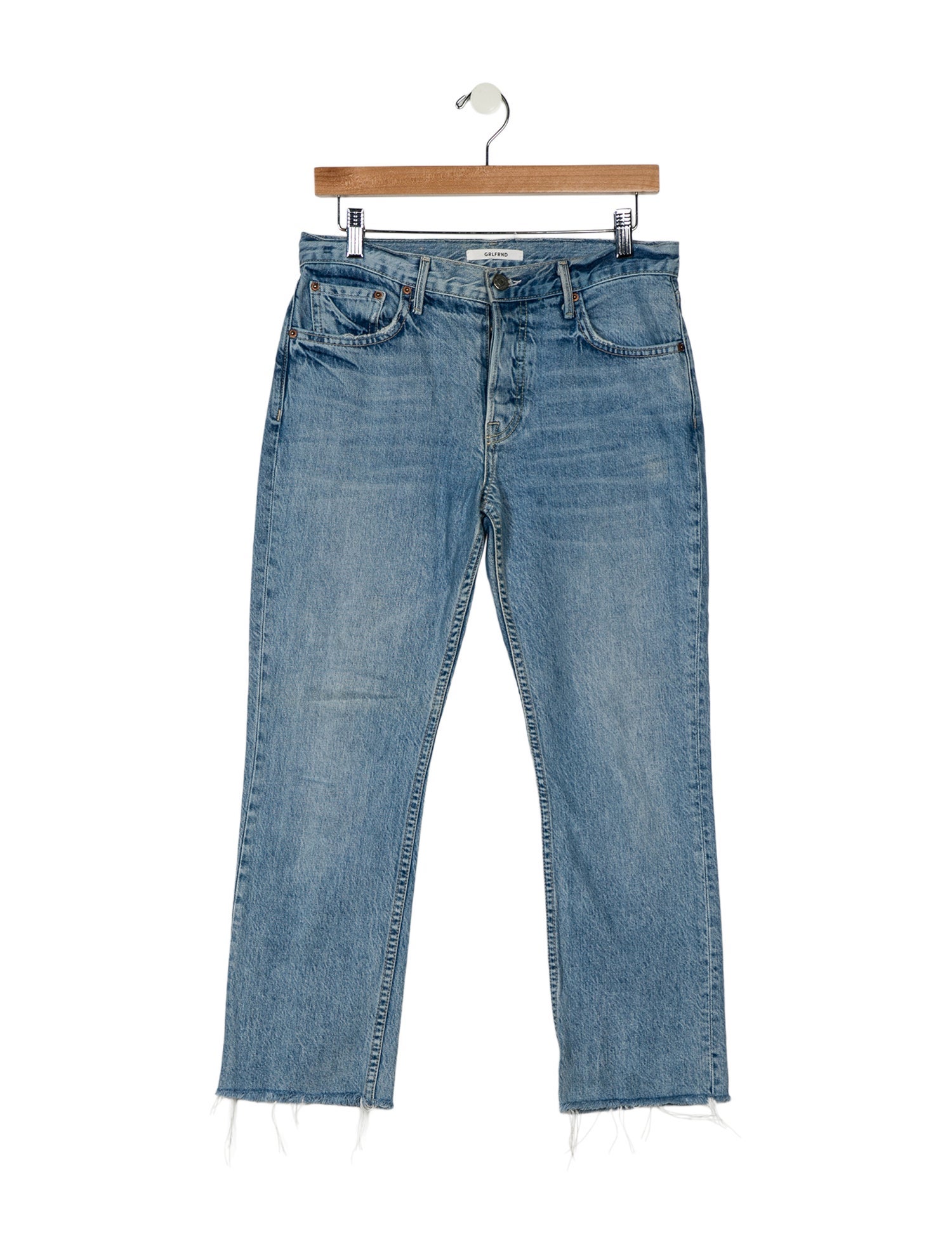 GRLFRND Mid-Rise Straight Leg Jeans