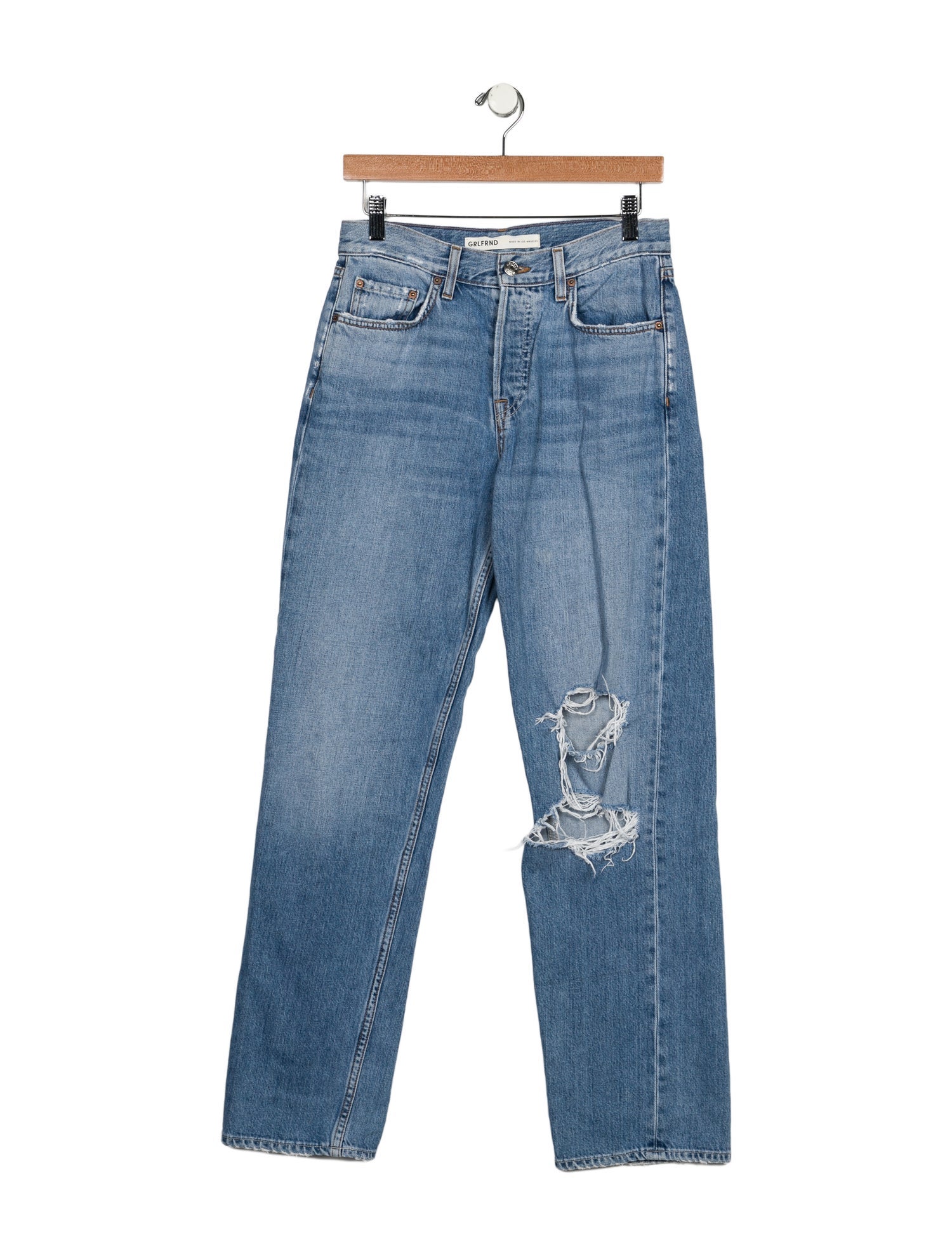 GRLFRND Mid-Rise Straight Leg Jeans