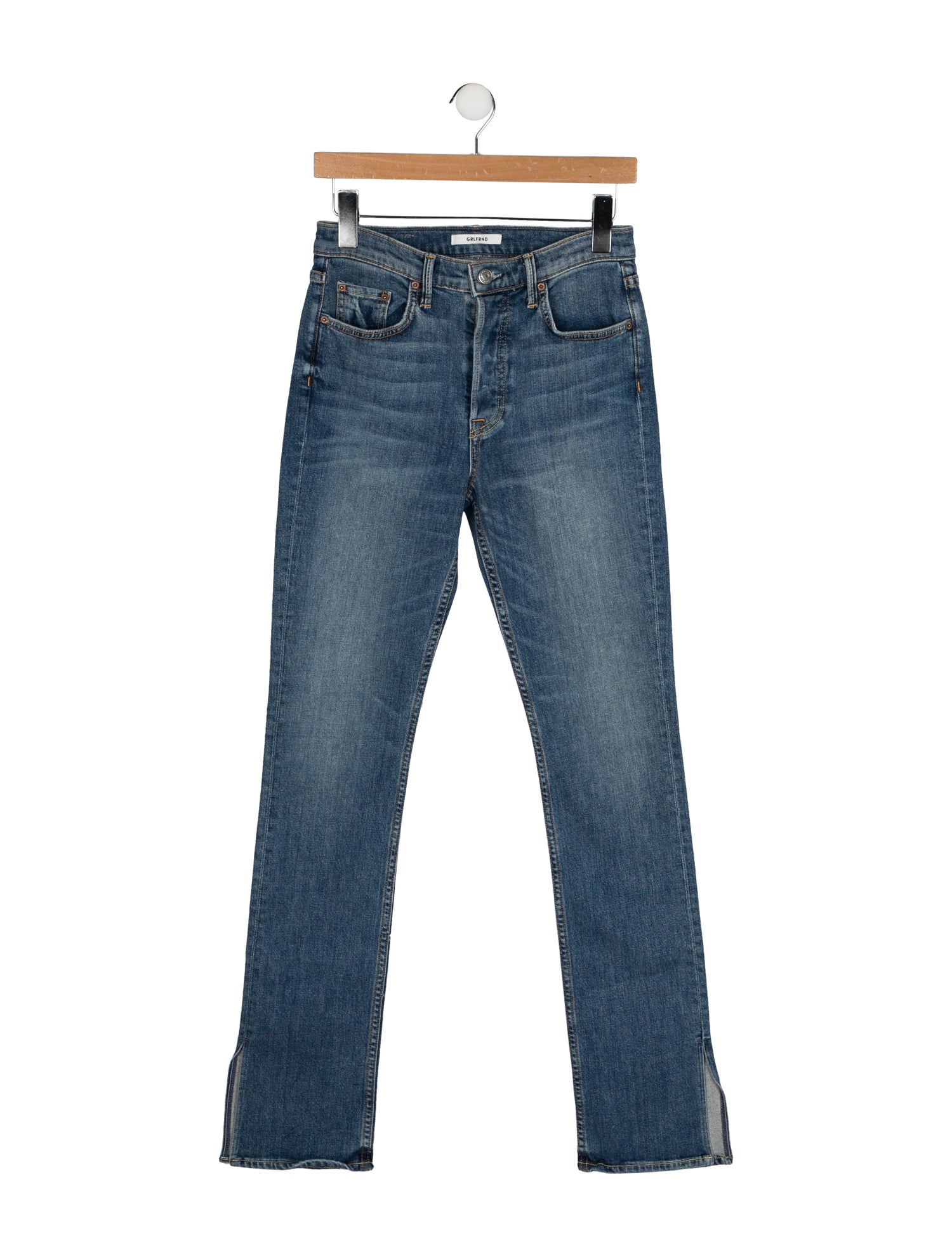 GRLFRND Mid-Rise Straight Leg Jeans