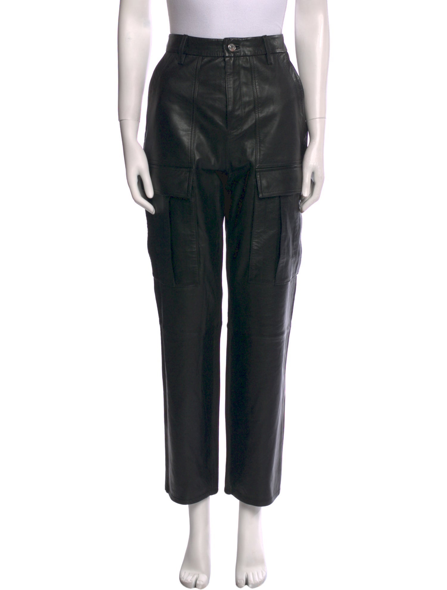 GRLFRND Leather Straight Leg Pants