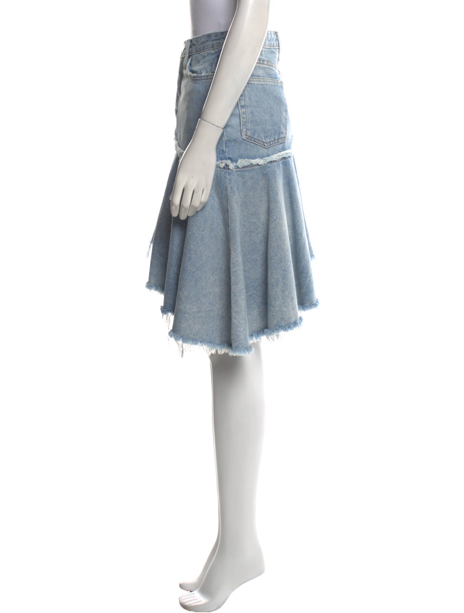 GRLFRND Raw-Edge Trim Knee-Length Skirt