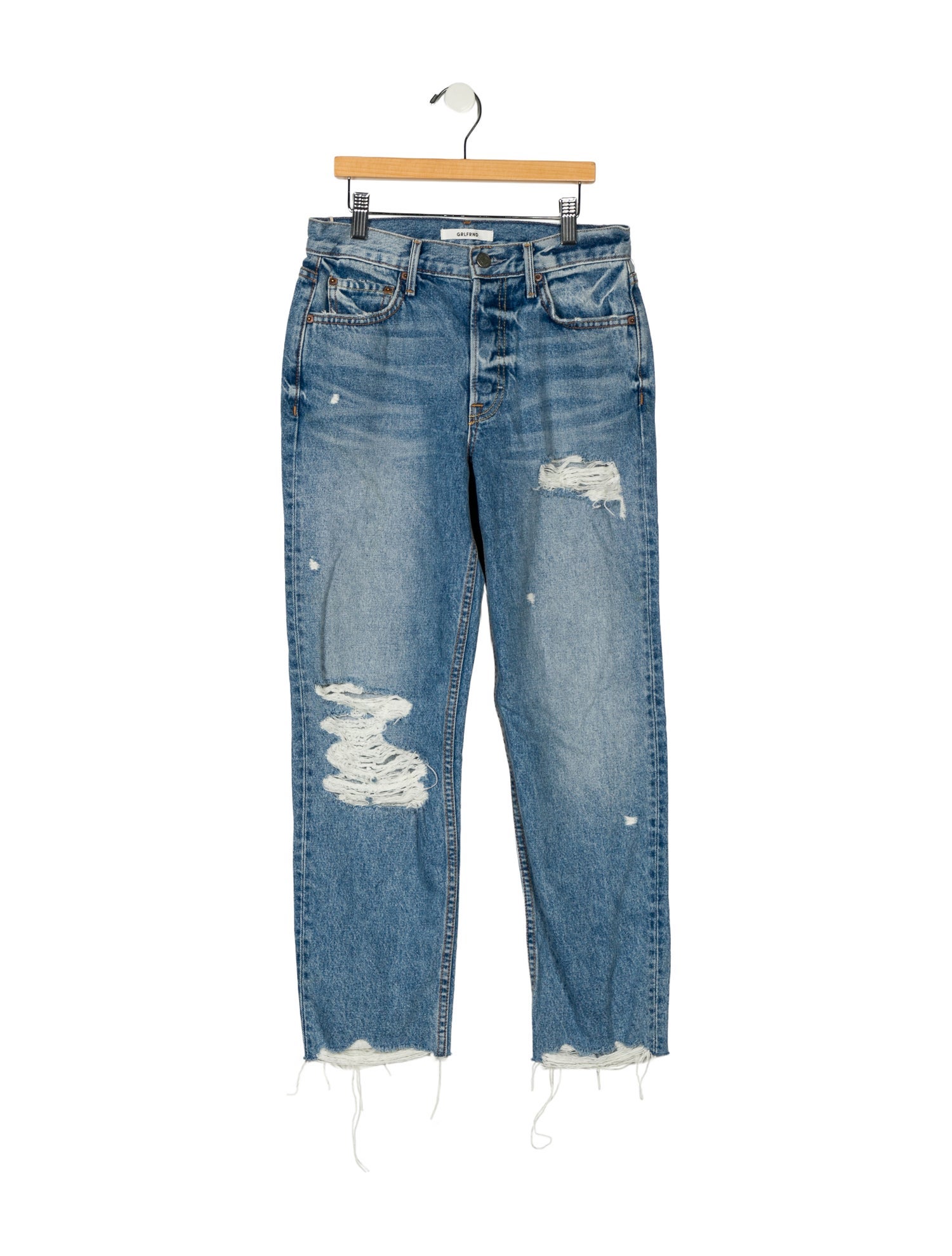 GRLFRND Mid-Rise Straight Leg Jeans