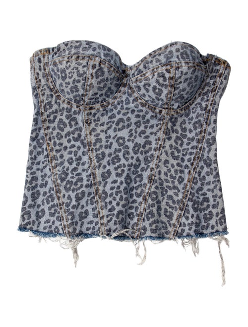 GRLFRND Animal Print Strapless Sweatshirt