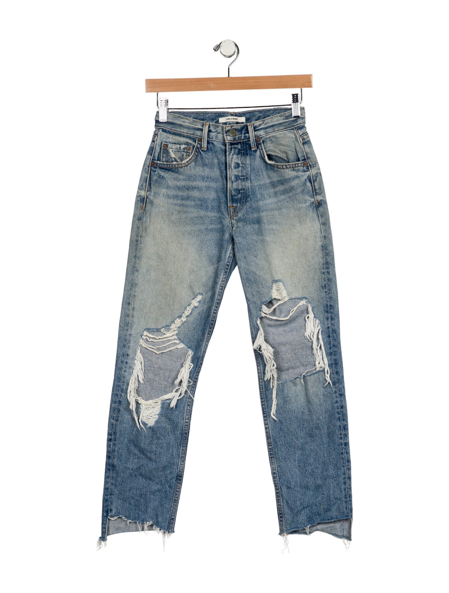 GRLFRND Mid-Rise Straight Leg Jeans